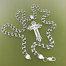 Срібна цепочка 55 см і хрестик "Спаси і Збережи" чоловіча. Ланцюжок Бісмарк ширина 7 мм і освячений хрестик "Спаси і Збережи", фото 5