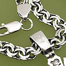 Срібна цепочка 55 см і хрестик "Спаси і Збережи" чоловіча. Ланцюжок Бісмарк ширина 7 мм і освячений хрестик "Спаси і Збережи", фото 8