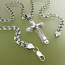 Срібна цепочка 55 см і хрестик "Спаси і Збережи" чоловіча. Ланцюжок Бісмарк ширина 7 мм і освячений хрестик "Спаси і Збережи", фото 7