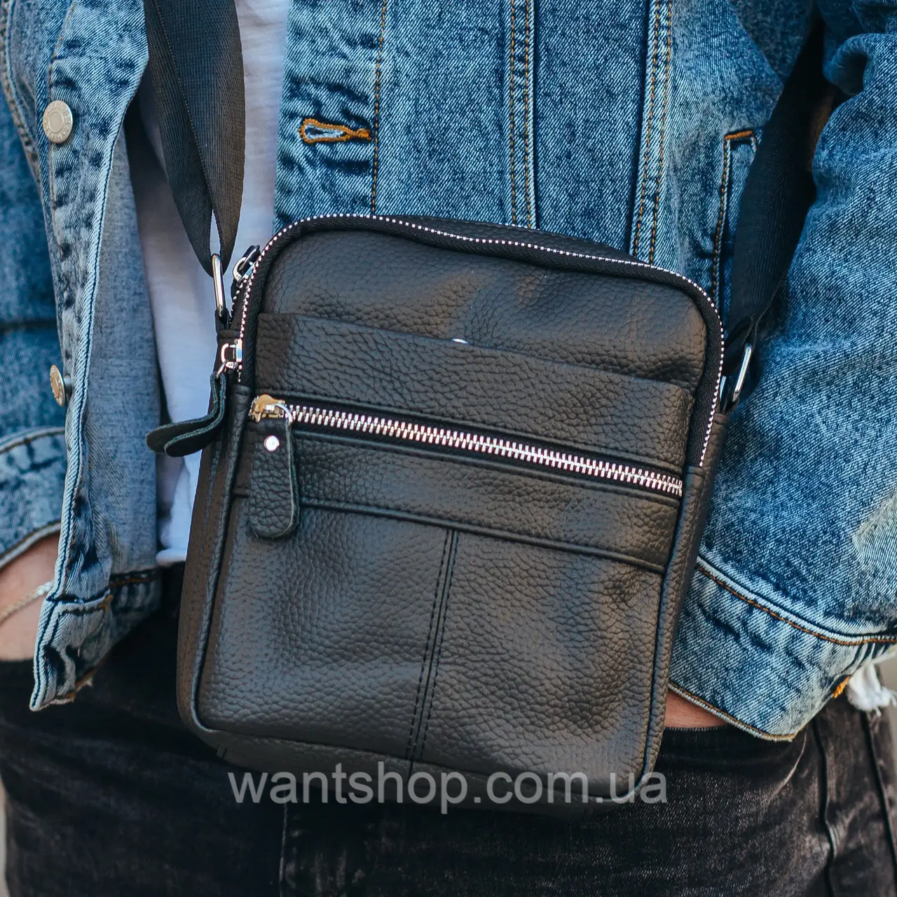 Сумка чоловіча шкіряна через плече Tiding Bag TM-68635
