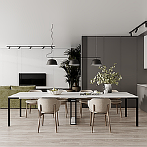 Стіл трансформер Sensei 90*53/330 см Білий діамант / чорний ТМ ARTinHEAD, фото 4