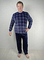 Піжама чоловіча махрова тепла синя зимова, домашній костюм 48-58р.
