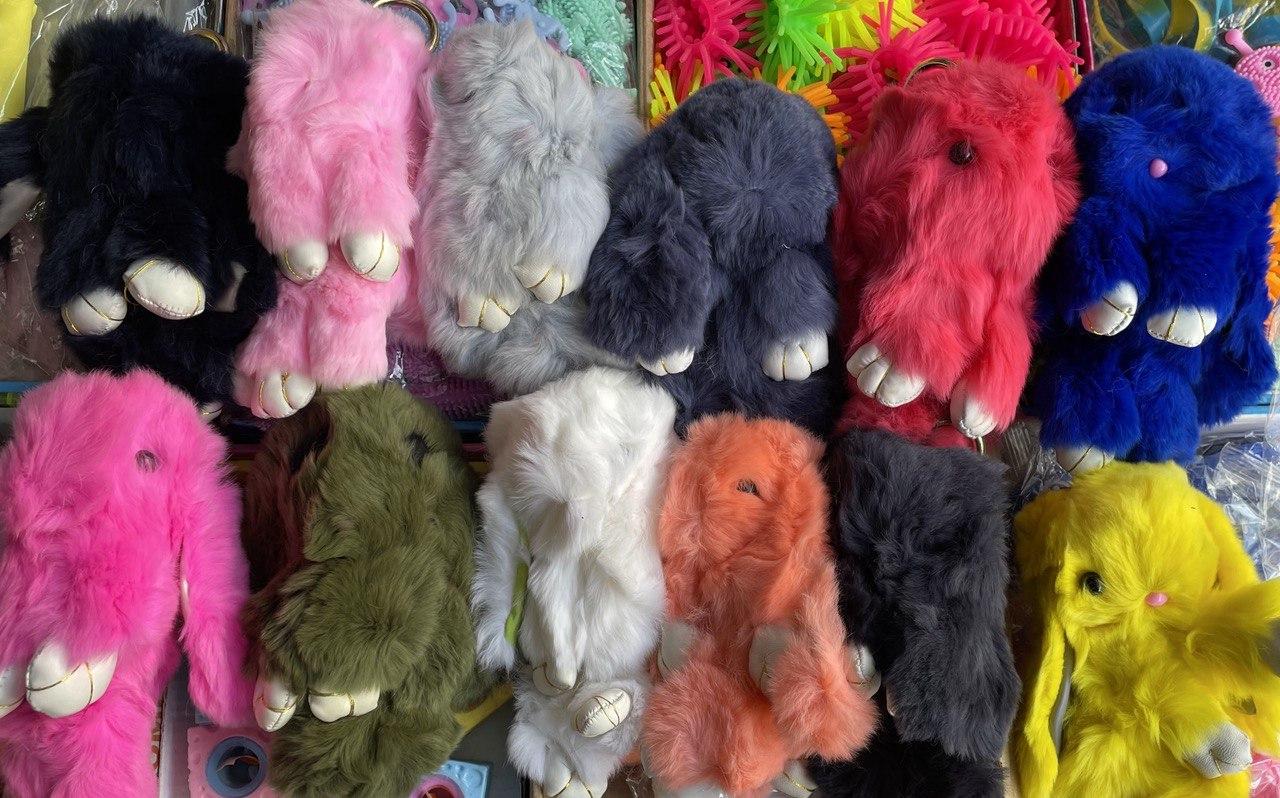 М'яка іграшка SM-237 (600шт) кролик пушистик брилок 12 видів 12 шт в упаковці, фото 1