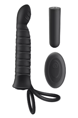 Стимулятор простати Anal plug Вібратор для чоловіків з кільцем на пеніс 10 частот акумуляторний + пульт