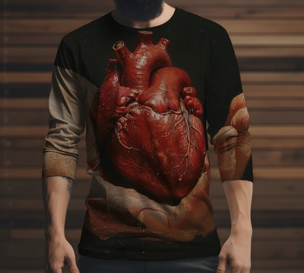 Лонгслив з 3D принтом Серце людини. Анатомія ВСІ Розміри, фото 1