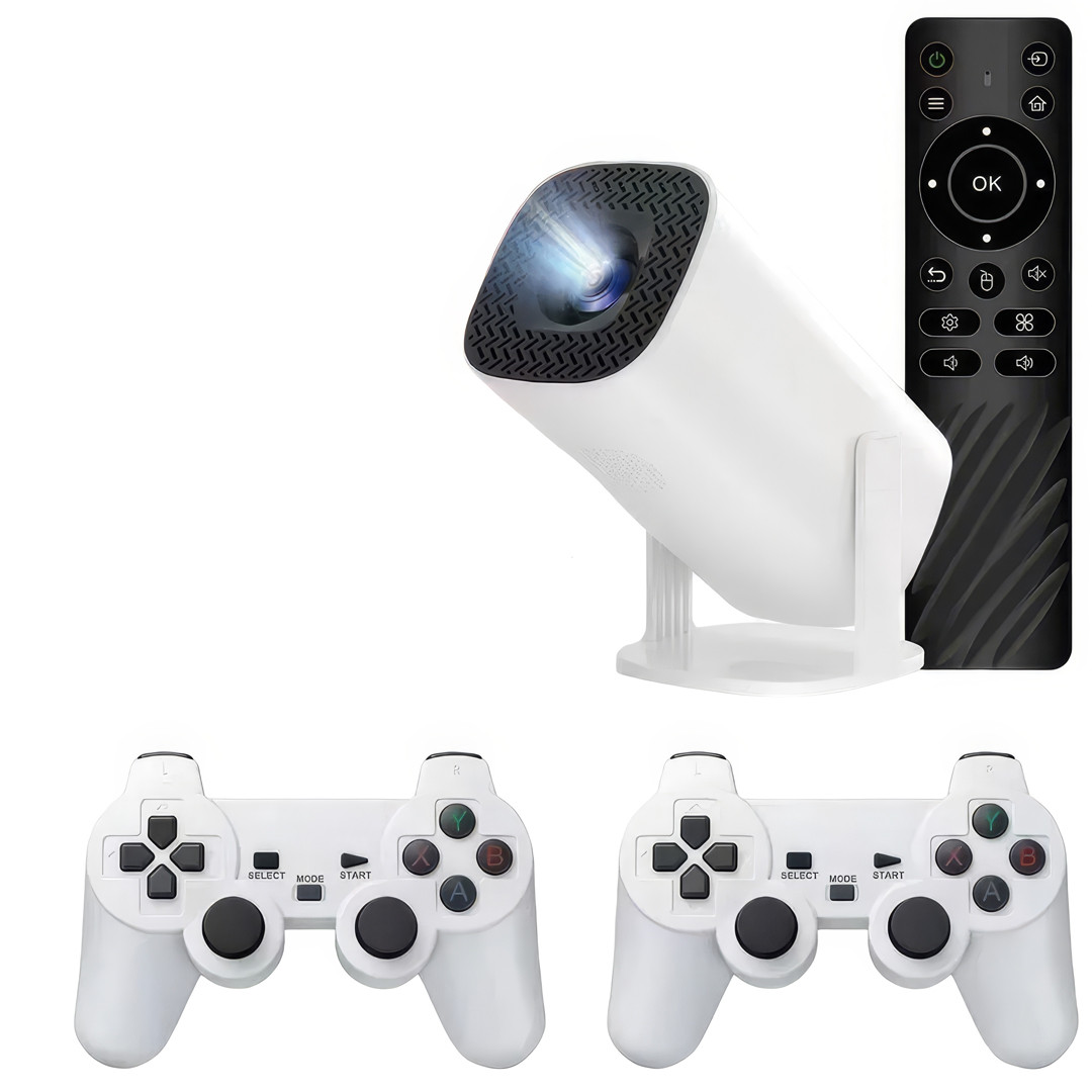 Смарт проектор-ігрова приставка з 2 джойстиками P30 МАХ WHITE Ігровий проектор-консоль для відеоігор, фото 1
