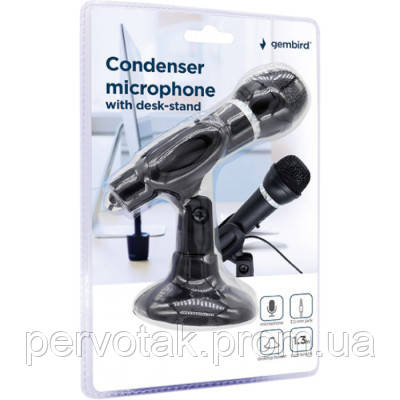 Мікрофон Gembird MIC-D-04 Black (MIC-D-04), 3.5 мм mini-jack 1.3 м, - 58 дБ ± 3 дБ, 20 - 20000 Гц, фото 1