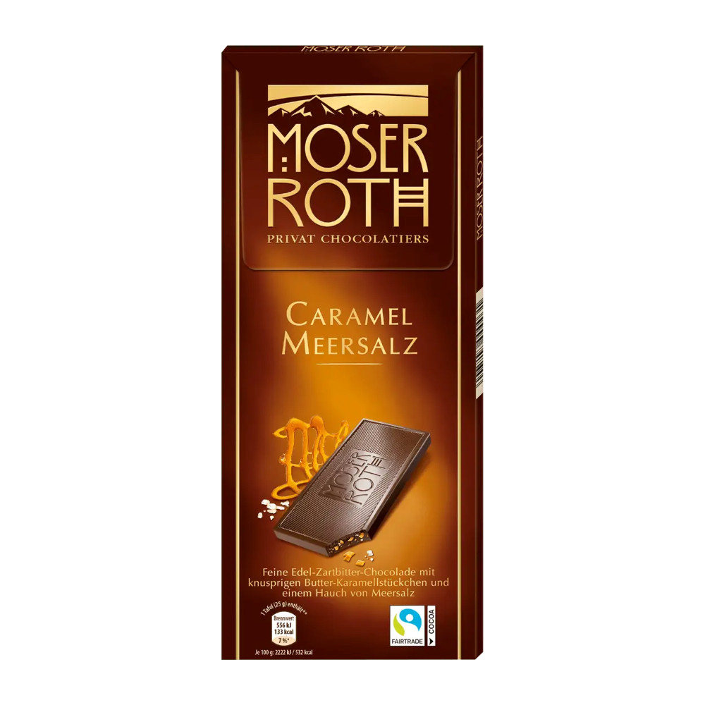 Чорний шоколад Moser Roth Caramel Meersalz з карамеллю і морською сіллю 125g