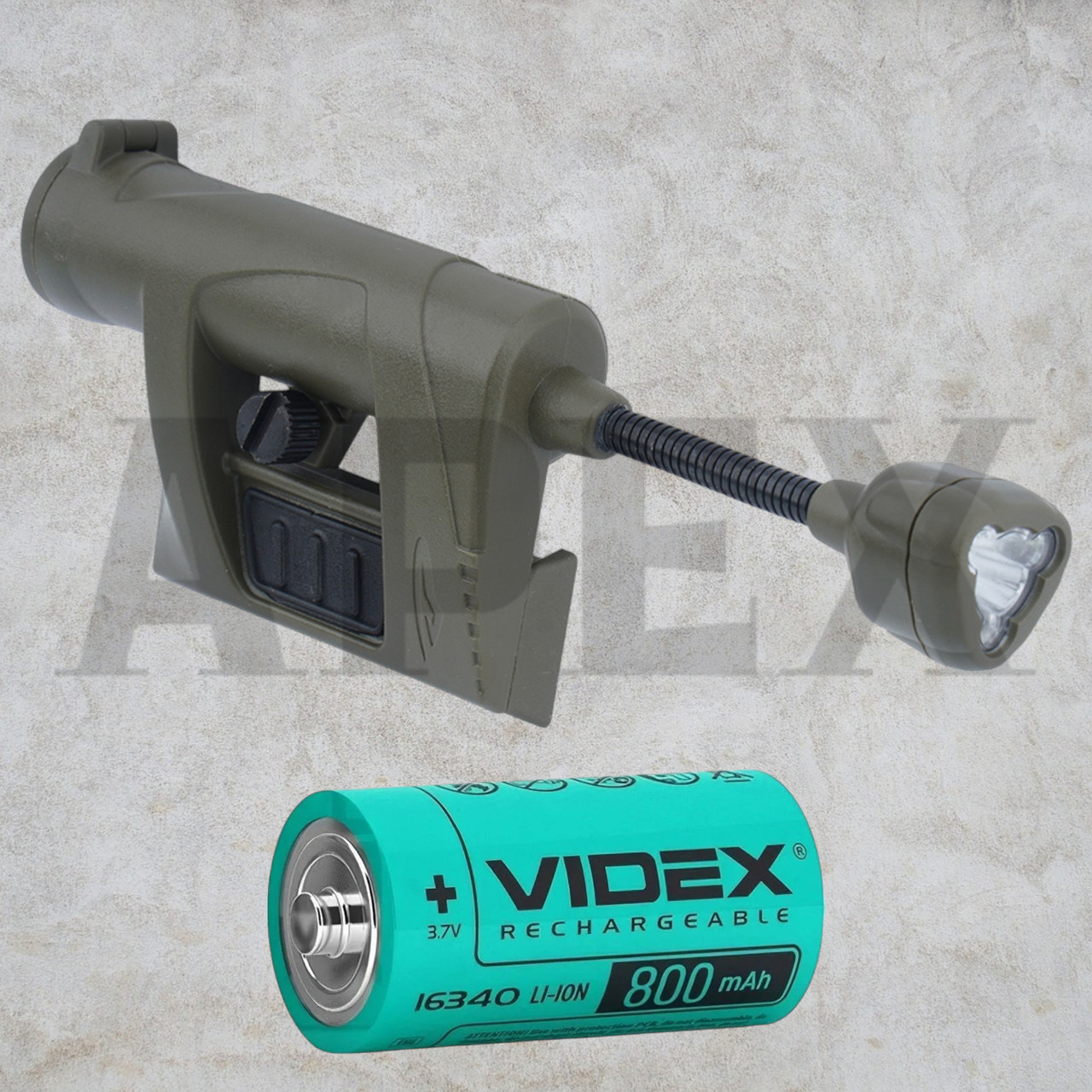 Тактичний ліхтар на шолом Night Evolution MPLS CHARGE olive + акум
