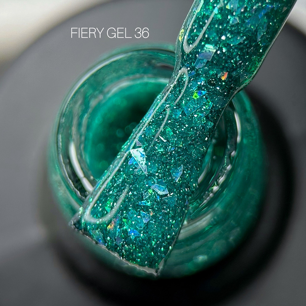 Гель лак для нігтів світловідбиваючий Saga Fiery Gel темно-зелений №36 8 мл