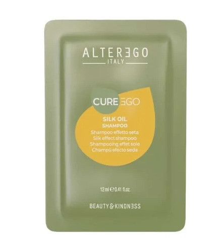 ALTER EGO ITALY CUREEGO Silk Oil Шампунь для блиску пористого, неслухняного волосся з ефектом шовку (саше), 12 мл (оригінал)