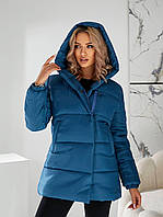 Куртка жіноча зимова з капюшоном (модель1005) колір аква/ аквамарин
