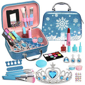 Дитяча косметика у валізці Холодне Серце для макіяжу і манікюру з діадемою Синій (60407)