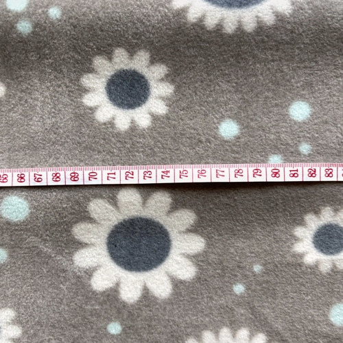 Фліс трикотажне полотно з малюнком квіти на капучино, фото 1