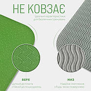 Килимок для йоги та фітнеса EasyFit TPE+TC 6мм двошаровий + Чохол зелений з сірим, фото 4