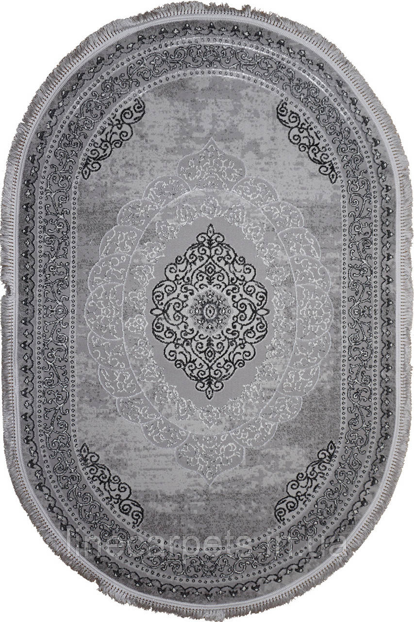 Классичний овальний килим з центральним малюнком LEVADO 08098A L.GREY/L.GREY
