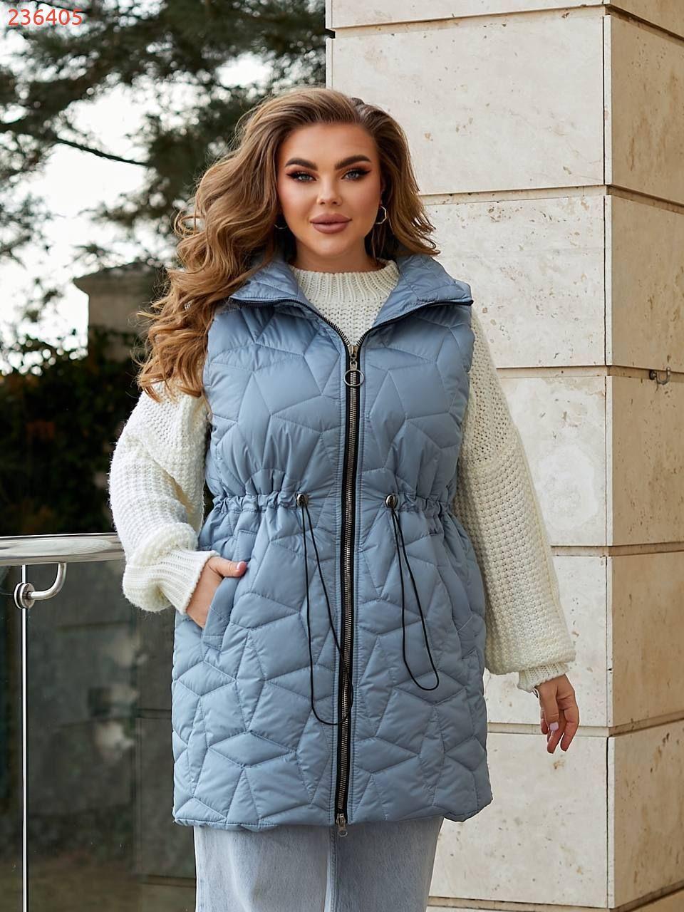 Стильний стьобаний жилет з гумкою на талії, без капюшона, якісна фурнітура, фото 1