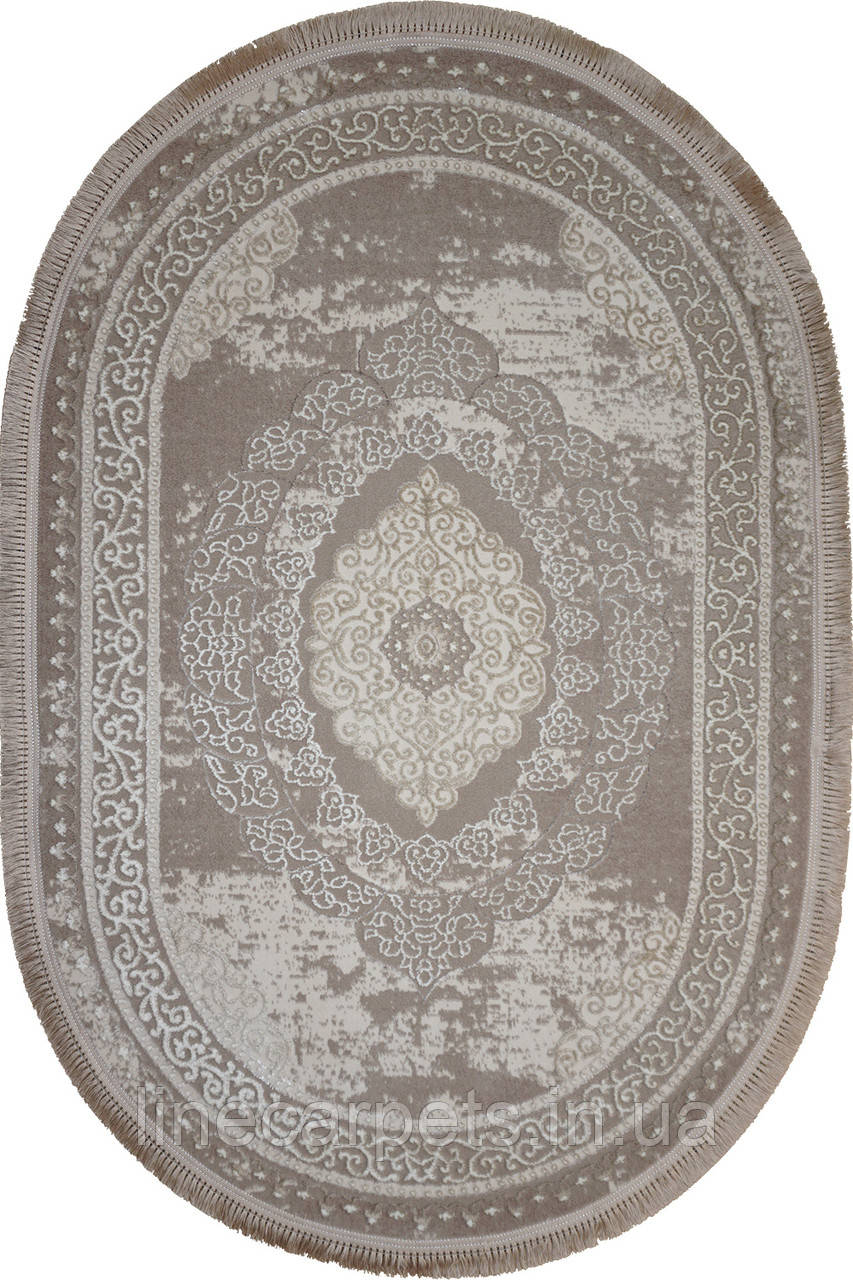 Классичний  овальний килим в бежевом кольрі LEVADO 08098A VISONE/L.BEIGE