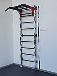 Шведська стінка з турніком посилена біла з синіми елементами – спортивне обладнання, фото 2