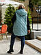 Жилетка жіноча подовжена демісезонна з капюшоном, плащівка на синтепоні, великі розміри 48-62, фото 2