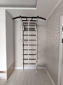 Шведська стінка біло-чорна, дитячий набір посиленої конструкції – спортивне обладнання