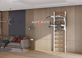 Шведська стінка з турніком і брусами біла - спортивне обладнання