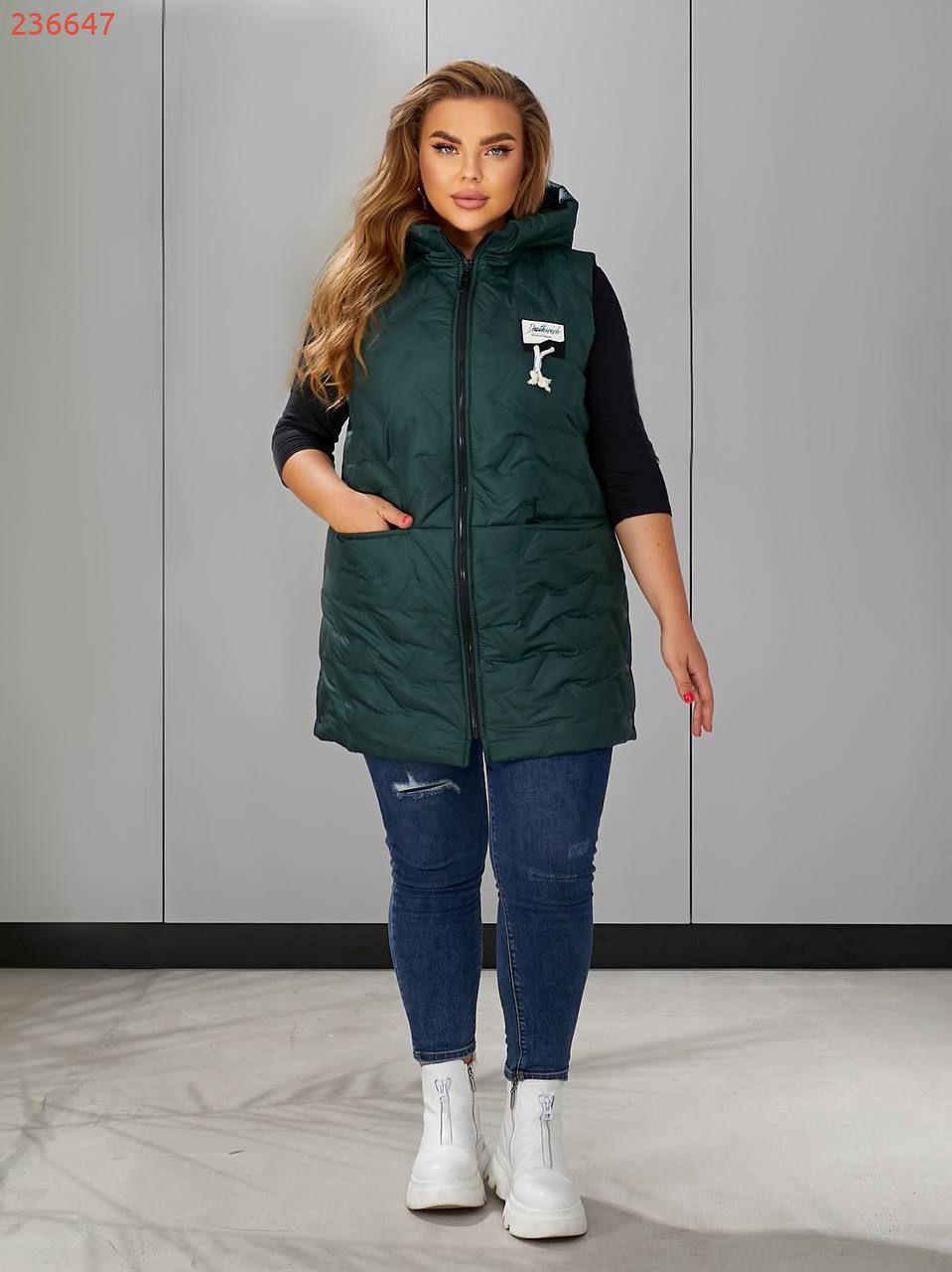 Стильний жіночий жилет з плащової тканини та утеплювачем, фото 1