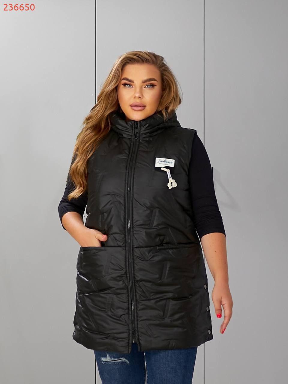 Стильний жіночий жилет з плащової тканини та утеплювачем, фото 1