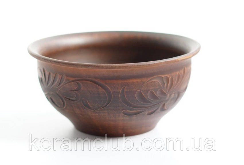 Миска для перших страв з червоної глини V 600 мл з різьбою