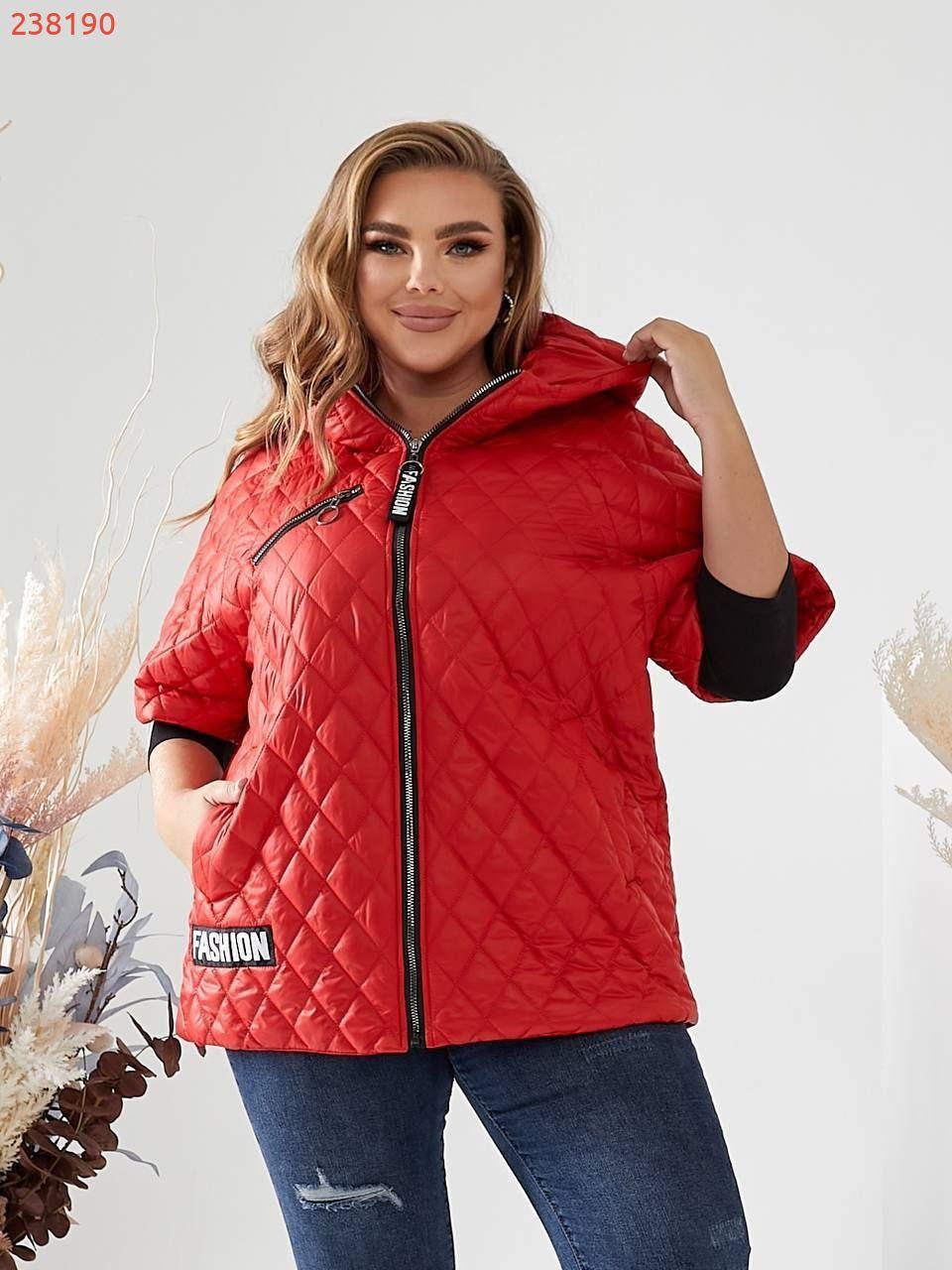 Жилетка демисезонна зі щільної тканини з ромбовидної стьожки з прорізними карманами, фото 1