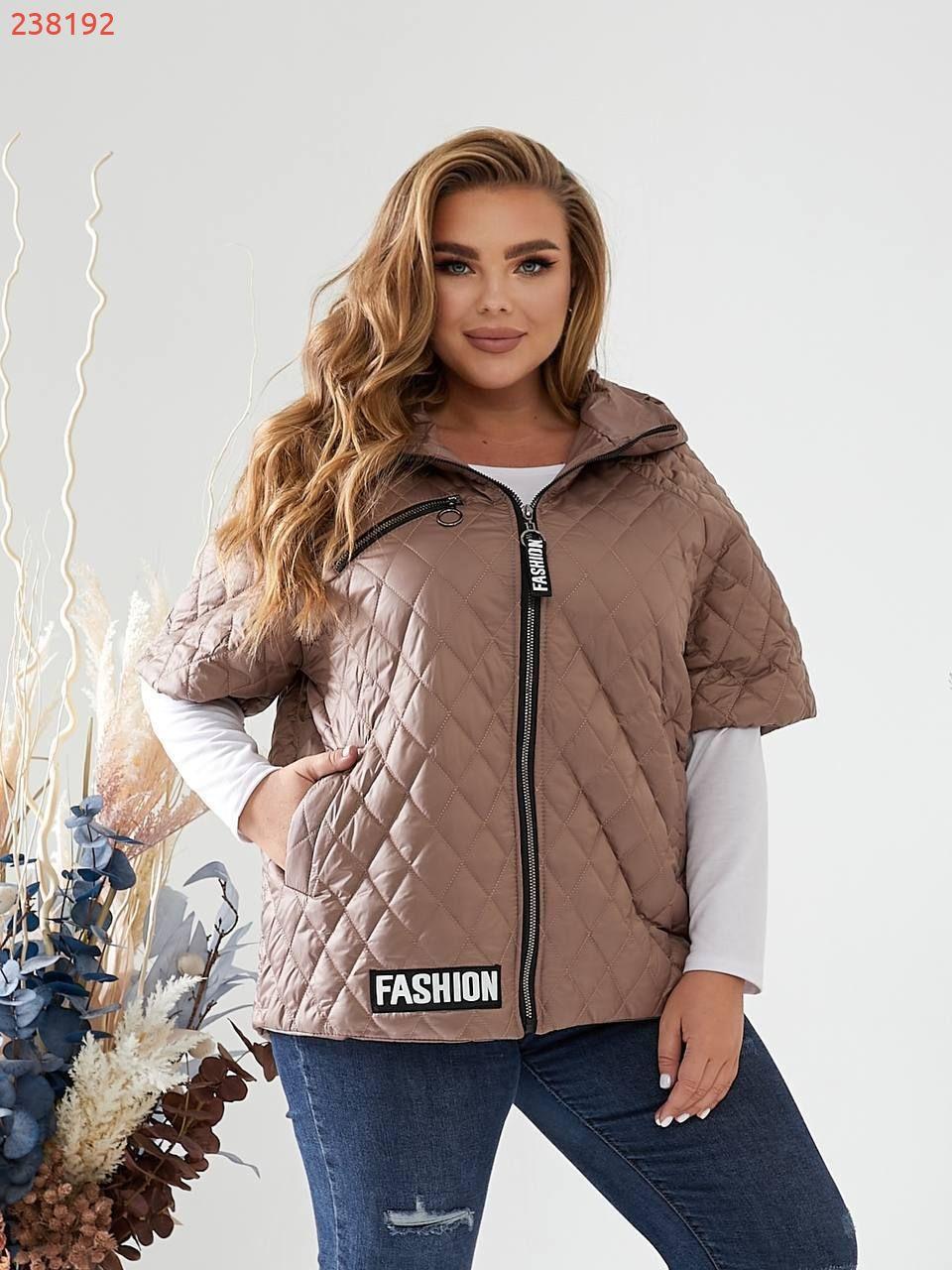 Жилетка демисезонна зі щільної тканини з ромбовидної стьожки з прорізними карманами, фото 1