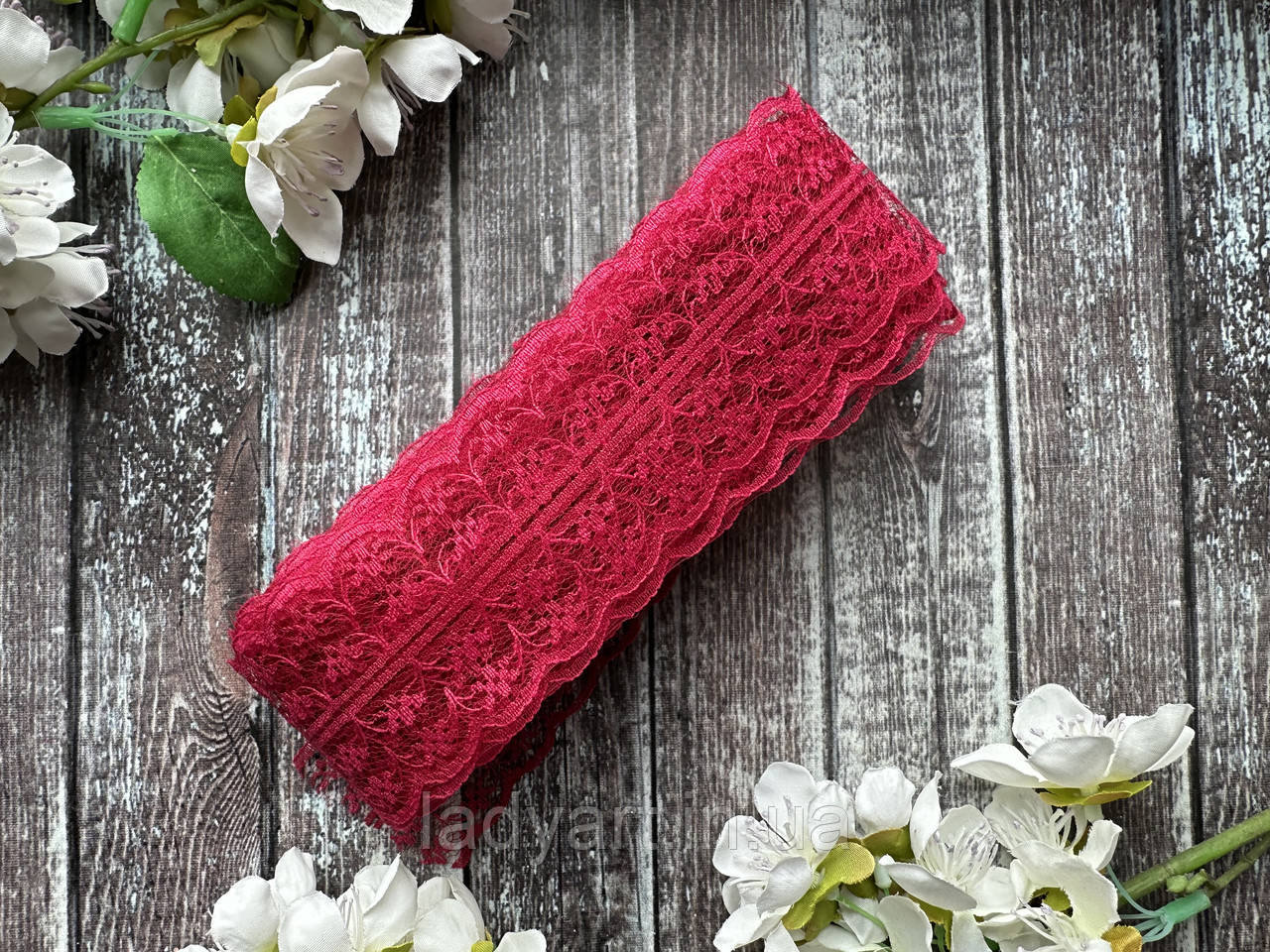 Мереживо Доріжка, близько 10 м/уп, вишневого кольору оптом, фото 1