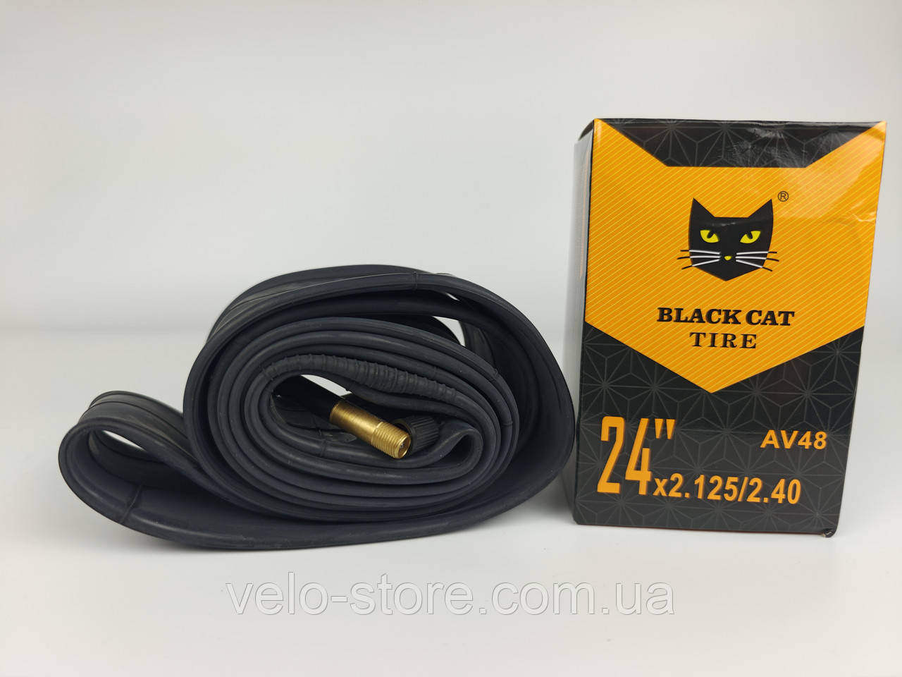 Велокамера 24х2.125 - 2.40 AV 48 Black Cat. Камера для велосипеда 24. Велосипедна камера 24