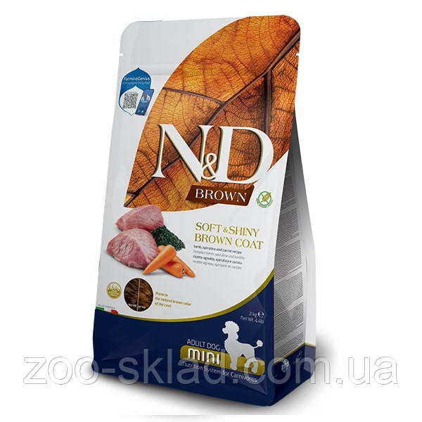Farmina N&D DOG Brown Adult Mini Lamb Spirulina & Carrot для коричневих собак дрібних порід 2кг