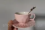 Стильна чашка з блюдцем і ложечкою, фото 3
