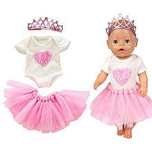 Одяг для ляльки Бебі Бона / Baby Born 40- 43 см вбрання принцеси з короною рожевий 8858