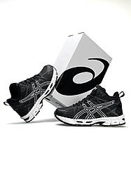 Жіночі зимові кросівки ASICS Gel-Kahana 8 Black White Fur, кеди Асикс шкіра текстиль на хутрі. Жіноче взуття