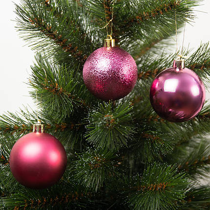 Ялинкові пластикові кульки "House of Seasons" комплект 27 шт, Ø 6 см, фуксія, фото 2