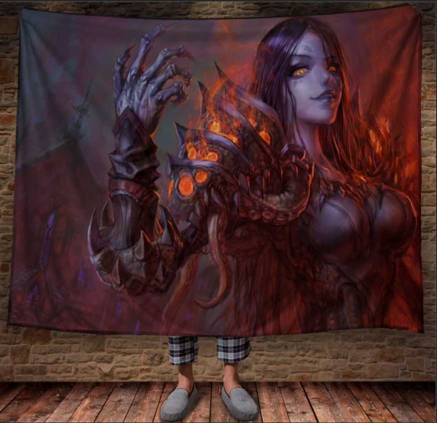 Плед з принтом World of Warcraft "Варкрафт" Лого Герої Сільвана Ельф 2