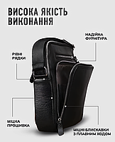 Сумка-барсетка чоловіча шкіряна через плече Tiding Bag TM-86001 чорна, фото 8