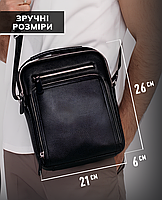 Сумка-барсетка чоловіча шкіряна через плече Tiding Bag TM-86001 чорна, фото 5