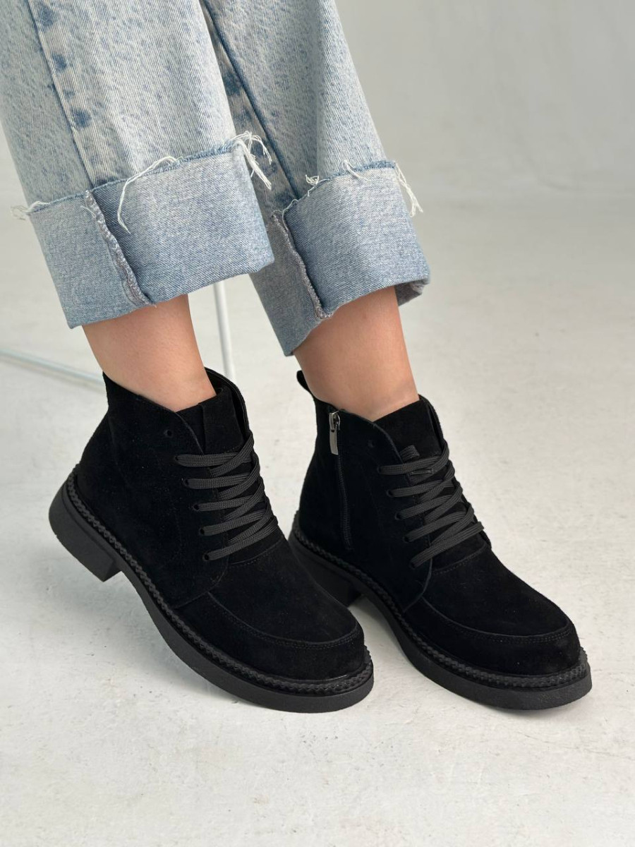 Жіночі черевики демісезонні ShoesBand Чорні натуральна замша 40 (25,5 см) (S55011д)