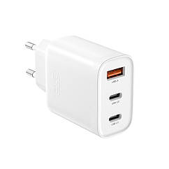 Мережевий зарядний пристрій XO L117 PD45W, QC18W USB-A 2xUSB-C White (L117.white)