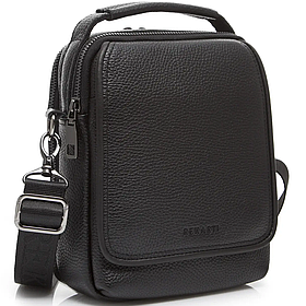 Шкіряна барсетка через плече 17х21х9 / сумка чоловіча крос-боді / шкіряна планшет через плече чорна