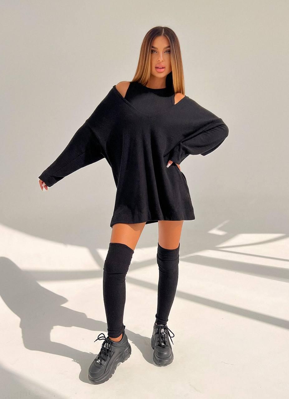 Жіноча сукня-двійка з гетрами утеплений трикотаж рубчик Smb9246