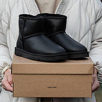 Зимові черевики UGG Classic Mini II Boots Black Leather, фото 3