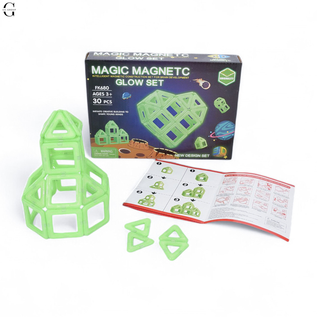 Магнітний конструктор Magical Magnet деталей 30 світяться в темряві