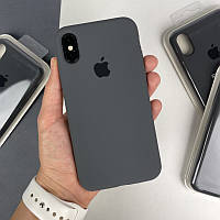 Силиконовый чехол на Айфон Х (10) с закрытым низом | iPhone X / XS Серый (15)