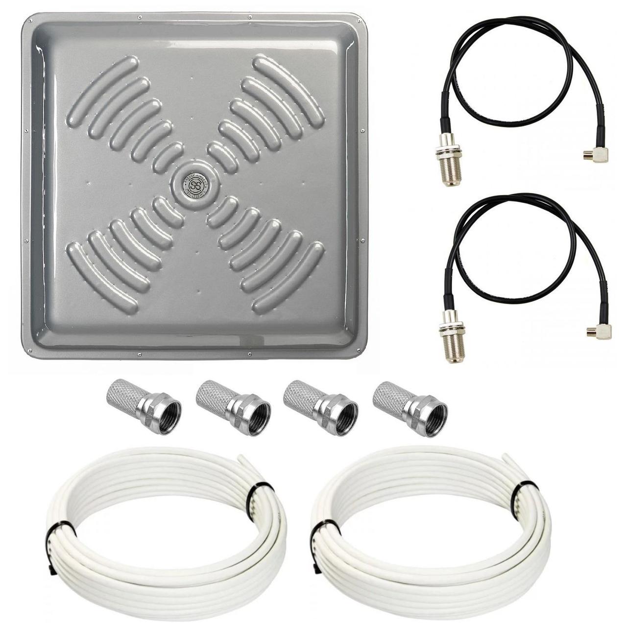 Антена панельна 3G 4G LTE КВАДРАТ ENERGY MIMO 2x24 дБі 1700-2700 МГц (комплект), фото 1