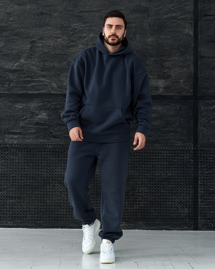 Теплий чоловічий спортивний костюм зимовий оверсайз чоловічі спортивні костюми повсякденні прогулянкові на флісі M, фото 1